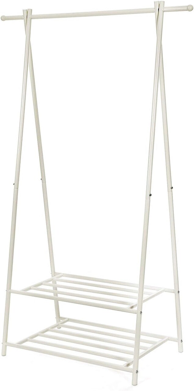 Suport pentru haine Songmics, 87.5x41x155 cm, max 65 kg, fier, alb - imagine 6